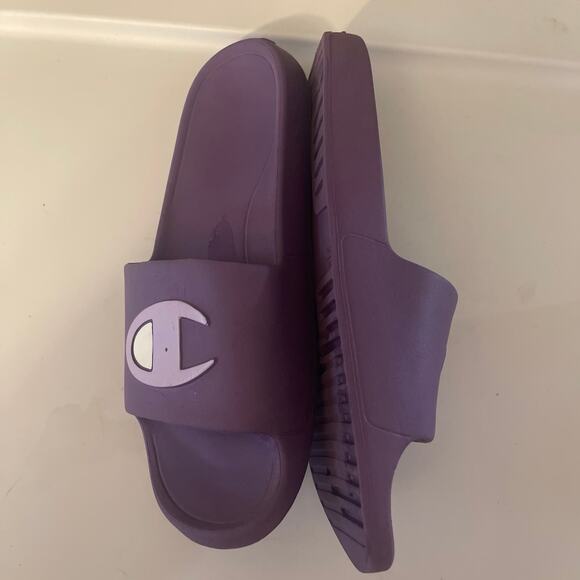 Unisex Slides Champion Sandals Women Size 9 Boys 7 Mint Purple - Picture 6 of 8
